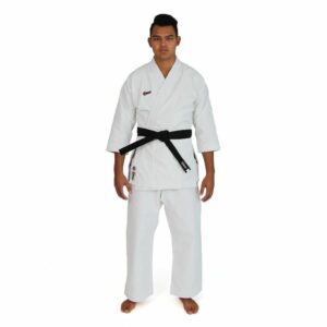 The Smai Kata Gold Karate Uniform is made of 100% cotton 14oz canvas with mesh inserts. WKF approved, durable, and designed for comfort and performance.